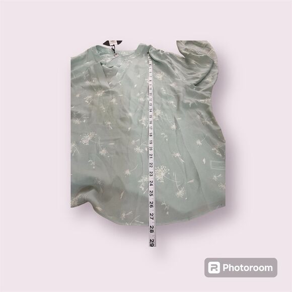 NWT Green Floral Long Sleeve Aqua V Neck Blouse long Sleeve Sz 3X - Picture 7 of 7